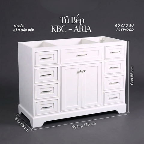 Khung Tủ Bếp & Đảo Bếp Gỗ Aria màu trắng 48inch