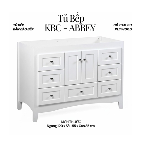 Khung Tủ Bếp & Đảo Bếp Gỗ Abbey màu trắng 48inch
