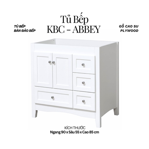 Khung Tủ Bếp & Đảo Bếp Gỗ Abbey màu trắng 36inch
