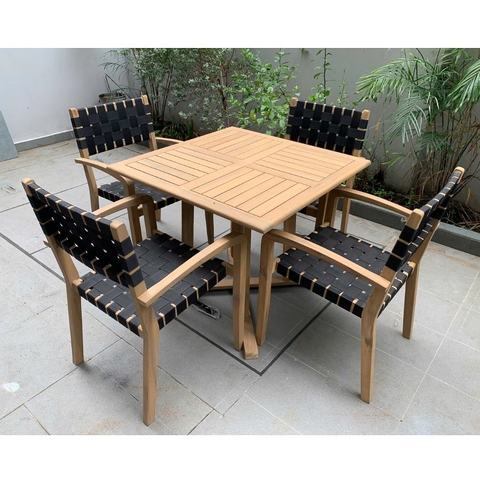 Bộ bàn ăn 4 ghế bành Herning