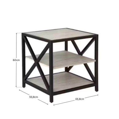 Bàn trang trí 3 tầng màu xám
