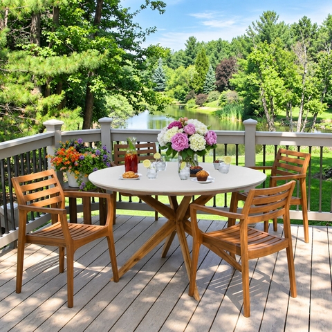 Bộ bàn ăn ngoài trời Miloo – Ghế bành gỗ Teak Article