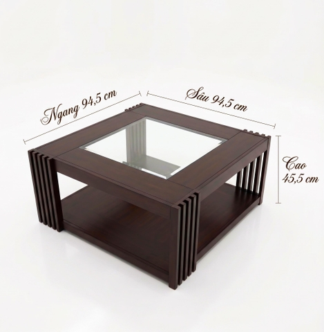 Bàn sofa vuông mặt kính Cherry Wood
