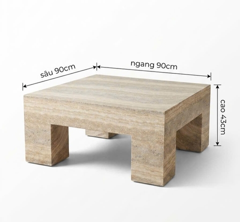 Bàn sofa vuông Moonlight Travertine - Đá xi măng