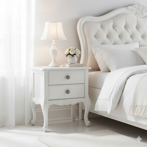 Tủ đầu giường tân cổ điển tay nắm hoa hồng