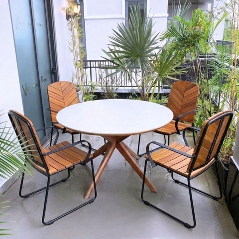 Bộ bàn ăn tròn mặt đá Miloo