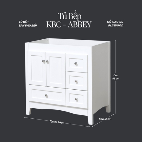 Khung Tủ Bếp & Đảo Bếp Gỗ Abbey màu trắng 36inch