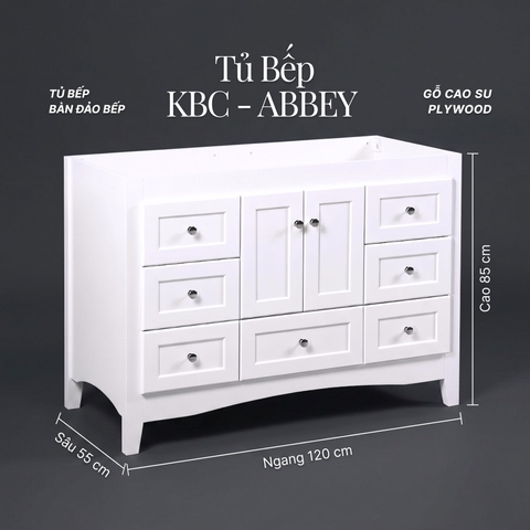 Khung Tủ Bếp & Đảo Bếp Gỗ Abbey màu trắng 48inch