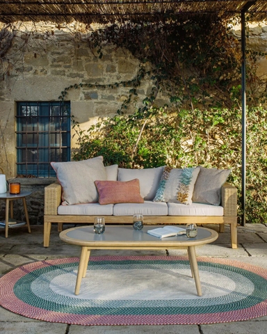 Bàn trà Mikado Ovan mặt đá