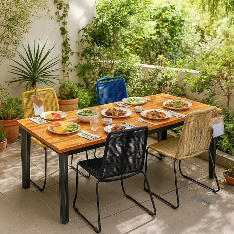 Bàn ăn ngoài trời cao cấp màu Honey - Xanh Navy