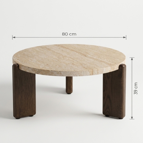 Bàn Sofa Tròn Mặt Đá Nesting Table Travertine