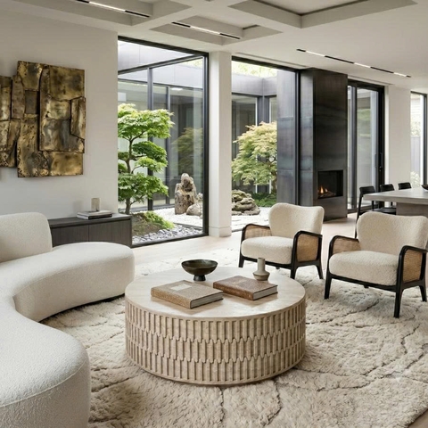 Bàn tròn AeroSphere Travertine  - Đá xi măng