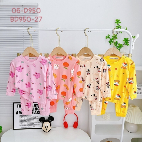 D950 - Bộ dài thun lạnh Minlybaby bé gái in họa tiết