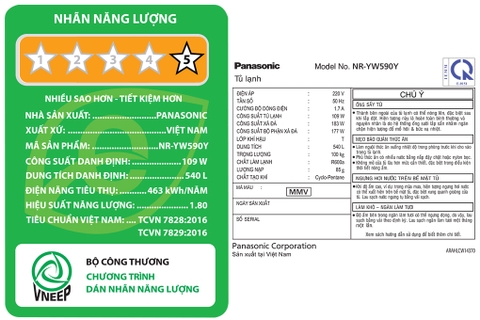 Tủ lạnh Panasonic 540 lít NR-YW590YMMV