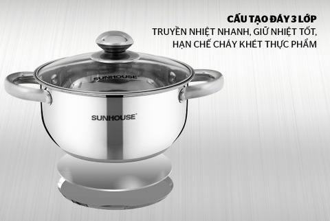 NỒI INOX 3 ĐÁY SUNHOUSE SH22120