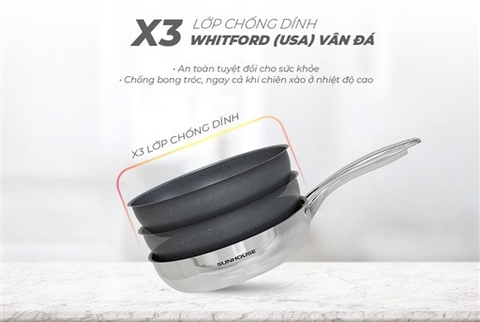 Chảo Sunhouse Mama 2 lớp nguyên khối DE26M