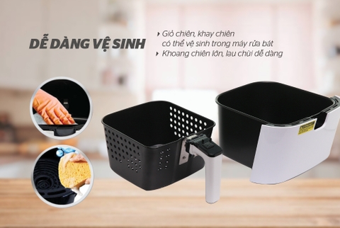 NỒI CHIÊN KHÔNG DẦU 4.5L SUNHOUSE MAMA SHD4086W