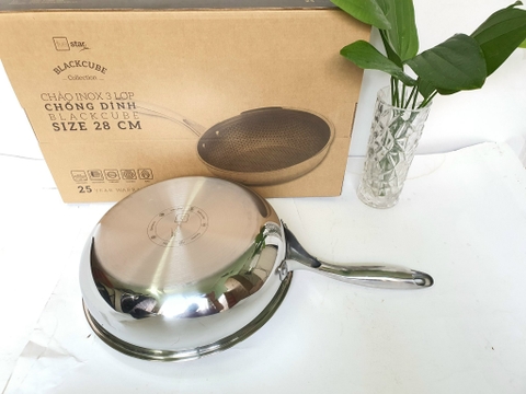 Chảo Sâu Lòng Chống Dính 3 Lớp Inox 304 Fivestar Blackcube 30cm Đáy Liền FPC30003