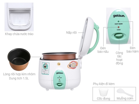 Nồi cơm điện Goldsun nắp Gài 3D 1,5 lít ARC-G150GP