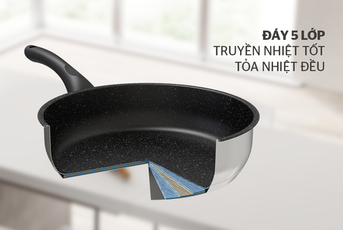 Chảo cạn inox 5 đáy Sunhouse IN26M4