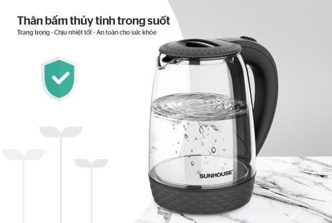 Ấm siêu tốc thủy tinh Sunhouse SHD1215 1.8 lít
