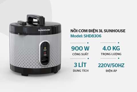 NỒI CƠM ĐIỆN 3L SUNHOUSE SHD8306