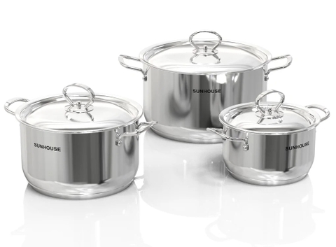 Bộ nồi inox 304 5 đáy SUNHOUSE SHG503 3 nồi