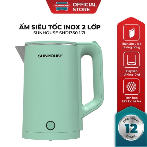 Ấm siêu tốc Sunhouse inox 2 lớp SHD1350 1.7 lít