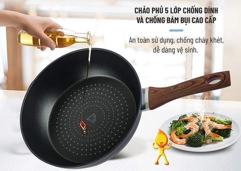 Chảo kim cương Nagakawa NAG2853 có nắp 28cm