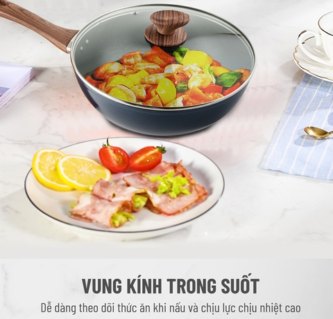 Chảo kim cương Nagakawa NAG2853 có nắp 28cm