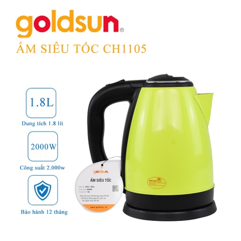 Ấm siêu tốc Goldsun inox 304 CH-1105 1.8L