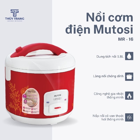 Nồi cơm điện Mutosi 1,8L Đỏ MR-16