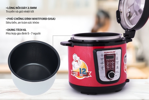 Nồi áp suất điện đa năng Sunhouse SHD1767 6 lít
