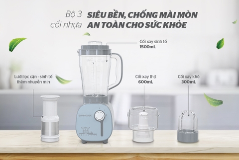 Máy xay sinh tố đa năng Sunhouse SHD5312B 3 cối