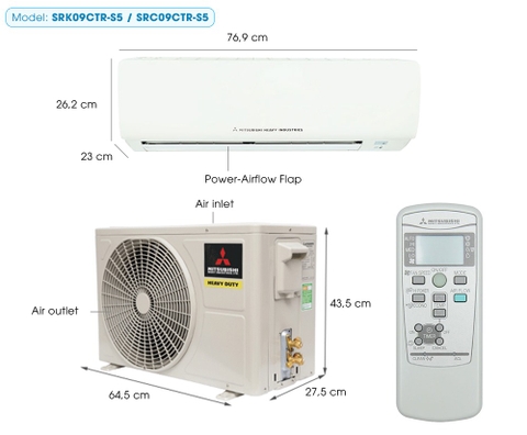 Điều hòa một chiều Mitsubishi Heavy 9.000 BTU SRK/SRC09CTR-S5