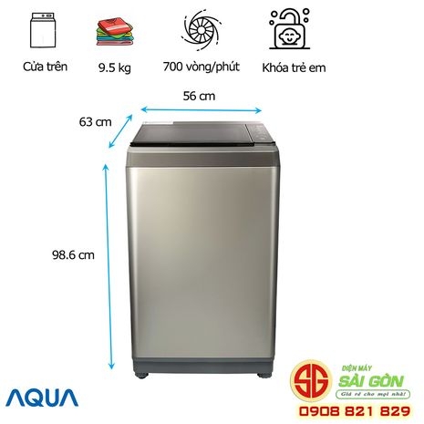Máy giặt Aqua Inverter 9.5Kg AQW-S95FT.S