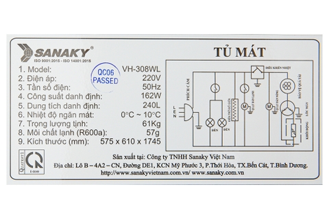 Tủ mát Sanaky 240 lít VH-308WL