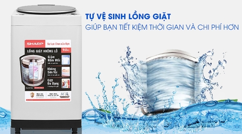Máy giặt Sharp 9 kg ES-W90PV-H