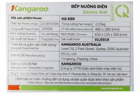Bếp nướng điện Kangaroo KG 699