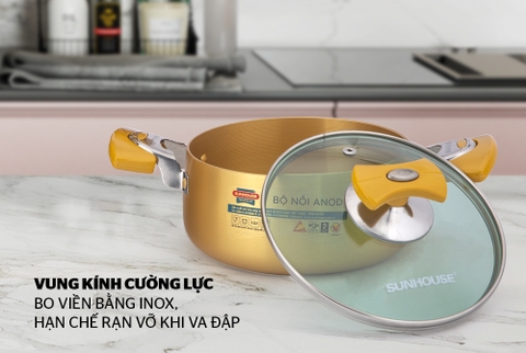 Bộ nồi ANOD 3C Sunhouse màu vàng SH8834