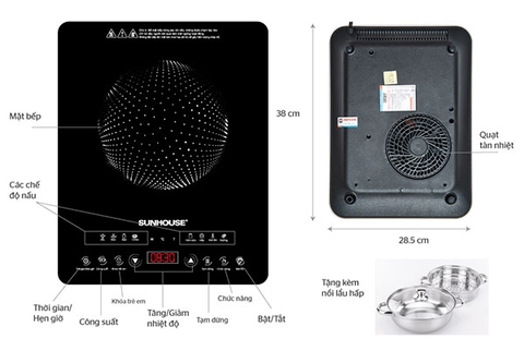 Bếp điện từ cảm ứng Sunhouse SHD6808 công suất 2000W