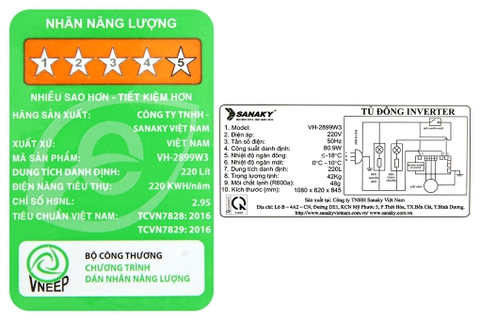 Tủ đông Sanaky Inverter 220 lít VH-2899W3