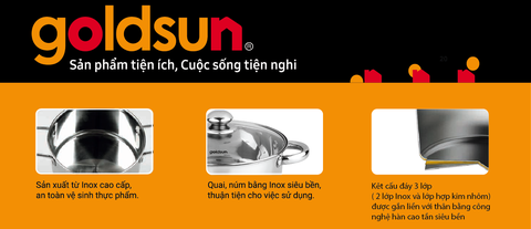 Bộ nồi inox 3 đáy GE35 3306SGMT