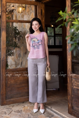 SONO - Áo linen vẽ xe đạp