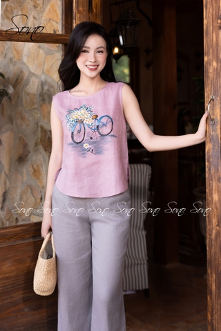 SONO - Áo linen vẽ xe đạp