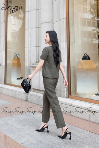 SONO - Bộ dài linen thêu bó hoa
