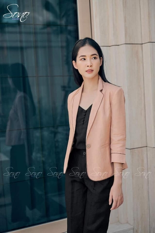SONO - Áo vest linen chỉ nổi 2 lớp