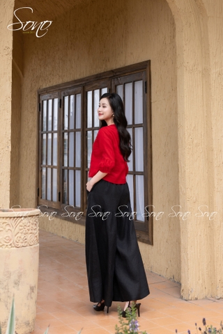 SONO - Áo linen tay lỡ thêu nhành hoa rơi