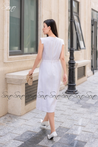 SONO - Đầm linen rút dây eo đột chỉ nổi