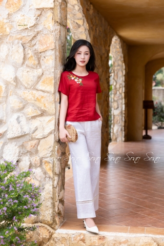 SONO - Áo linen thêu quả dâu
